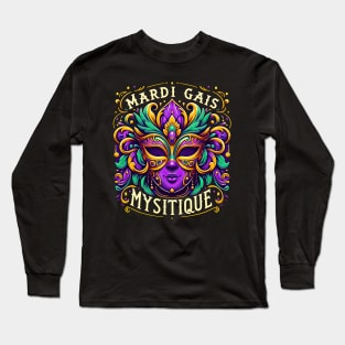 Mardi Gras Mystique Mask: Enchanting Carnival Elegance Long Sleeve T-Shirt